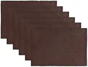 AVKA Studio 100% Cotton Ribbed Placemats - Set of 6 - 13 x 19.5 Inches - Brown - Everyday / Thanksgiving / Fall Cloth Table Mats - Thick Construction, Washable & Reusable Cloth Place Mats - by