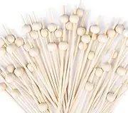 200Pcs Natural Fancy Toothpicks Cocktail Picks Wooden Ball Bamboo Skewers for Appetizers,Bamboo Sticks Long Toothpicks Handmade Bamboo Skewer Cocktail Sticks Long Decorative Cocktail Sticks