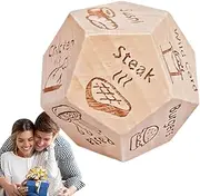 Food Dice, Dice Games, Dices | Wood Date Night Dicing gamiing | Couple Food ddice Decider for Women Men Girlfriend Boyfriend, 12-Side Fun Dating Dicee, Dinner Decision Dicce, Stocking Filler