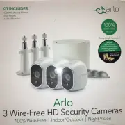 Arlo VMS3330W Security System with 3 HD Cameras - White. Brand New