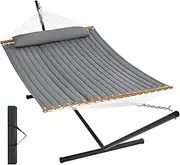 VEVOR Two Person Hammock with Stand Included Heavy Duty 480lb Capacity, Double Hammock with 12 FT Steel Stand and Portable Carrying Bag and Pillow, Freestanding Hammock for Outdoor Patio Yard Beach