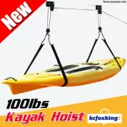 Kayak Hoist Bike Lift Garage Storage Pulley System Ceiling Hook Rack Free Rope