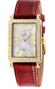 Gevril Womens 7449YL Avenue of America Mini Swiss Quartz Diamonds MOP Dial Watch