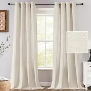 Smarcute Sheer Curtains for Bedroom/Living Room Semi-Sheer Curtains 243cm Drop Grommet Elegant Curtain Panel for Home Decor Light Filtering (Sold Pair, Each W132cm x D243cm, Ivory)