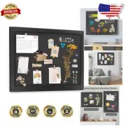 High-Quality 18" x 24" Black Linen Framed Cork Board - Ideal for Home and Office