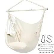 Hammock Chair Hanging Rope Swing Chair, Max 500 Lbs, 2 Seat Cushions Included...