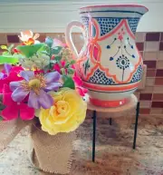 Bew Pitcher Moroccan Ceramic Beverage Dispenser Jar Water Juice Cooler New