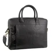 Pierre Cardin Leather 15" Multi-Handle Laptop Bag (Black)