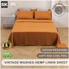 Natural Home Vintage Washed Hemp Linen Soft Cool Feel Sheet Set Rust Super King