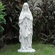 VChymm Virgin Mary Statue 31.49 Inch Religious Garden Statue Solar Mary Statue Outdoor Yard Patio Deck Home Entryway Hallway Sculpture