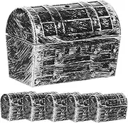 LRXIYODE 6pcs Treasure Chest Mini Pirate Treasure Chests Small Tiny Treasure Chest Storage with Organizer Bins Party Boxes Jewelry Pirate Birthday Decorations Silver Pp