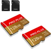 2 Pack SD Card 128GB with SD Adapter High Speed Memory Card, UHS-I C10 A1 Memory