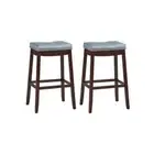 Backless Nailhead Bar Stool With Natural Rubber Wood Legs Coffee
