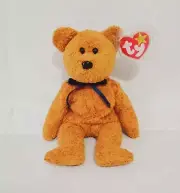 Ty Original Beanie Baby - 1998 (FUZZ) 8.5" Blue Bowtie & Tag Errors *RARE*
