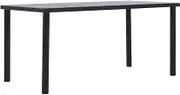 Dining Room Table: Black Concrete Grey Kitchen, Wood Grain for Dinner, Assembled Farmhouse, 160 x 80 x 75 cm MDF