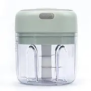 Electric Mini Food Processor Wireless Garlic Chopper Meat Vegetable Cutter Portable Cordless Mincer Food Slicer and Powerful Chopper for Chili Vegetable Nuts by KAUKKO（250ml Green）