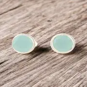 Aqua Chalcedony Gemstone 925 Sterling Silver Designer Jewelry Cufflinks 0.59"