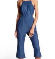 BCBGeneration Sleeveless Cutout Cropped Jumpsuit Womens 6 Blue Retro 70s NWT
