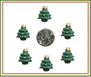 6 PC MINI CHRISTMAS TREES FLATBACK FLAT BACK RESINS