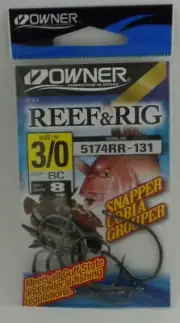Owner 5174RR-131 Black Chrome Reef and Rig Circle Hook Size 3/0 8 Ct