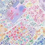 Doraking Colorful Sticker Book, 50 Sheets Shiny Sticker Self Adhesive Love Cute Stickers for Arts Craft Greeting Cards Scrapbook Home Decoration DIY Deco Stickers (A) MiddleSticker-033