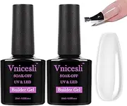 Vnicesli 2Pcs Builder Gel for Nails - 4 In 1 Clear Nail Extension Gel for Nail & Base Coat & Nail Strengthen Gel & Nail Repair, Soak Off Hard Gel Builder Base Gel Nail Polish Clear 10ml Nail Manicure
