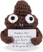 Funny Positive Poo, Cute Crochet Potato Partner Toy with Positive Card Cheer Up Funny Gag Gifts for Best Friend Birthday Housewarming Women Teacher Fall