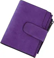 [Stritra] Purple Short Small Money Purse Wallet Ladies PU Leather Folding Coin Card Holder Women