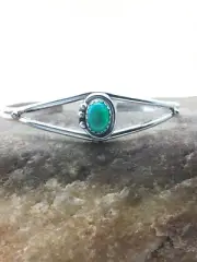 Southwestern Green Opal Sterling Silver Children's Bracelet Handmade 4377