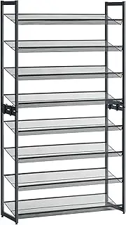 SONGMICS Shoe Rack, 8-Tier Shoe Organizer, Metal Shoe Storage for Garage, Entryway, Set of 2 4-Tier Stackable Shoe Shelf, with Adjustable Flat or Angled Shelves, Holds 32-40 Pairs, Grey