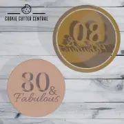 80 and Fabulous Cookie Cutter and Embosser - 6.5cm Round