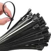 100 Cable Zip Tie 8 Inch Long Adjustable Tie Wrap Heavy Duty Nylon Black