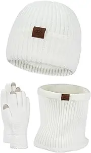 [Generic] Hat Gloves Scarf Gloves Three Plush Screen Outdoor Cold Proof Thickened Knitted Hat Gloves Scarf
