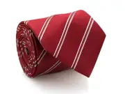 New Davidoff 100% Silk Neck Tie in Bordeaux Red Color with White Stripes