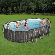 Oval Above Ground Swimming Pool Portable Backyard Outdoor Pool Set with Filter Pump 6.10x3.66x1.22m