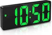ORIA Digital Alarm Clock, LED Alarm Clock with 6.5inch Large Display, USB Powered LED Clock with Date, Snooze, Temperature, Adjustable Brightness Function, Desk Clock for Home, Office -Green