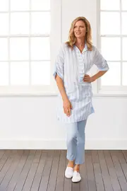 Stripe Linen Shirt Dress--HAM-91363A1