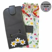 Calista Bee Glasses case by Mala Leather soft leather wide tab top ladies