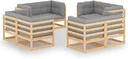 8 Piece Garden Lounge Set with Cushions Solid Pinewood Patio Bar Sets