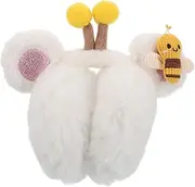 [Generic] Little Bee Ear Muffs Headbands Fur Headband Plush Earmuff Ear Protective Warmer Ear Warmer Headband Earmuff Waterproof Ear Covers Winter Ear Warmer White Plastic