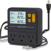 Reptile Temperature Controller with Timer, Day-Night Timer Thermostat, 3 Outlet