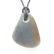 China Hotan Nephrite Jade Pebble Pendant Iron Stain Gem Stone Simple Necklace 28