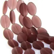 Puffed Oval Beads, Amethyst w/Frosted Matte Finish,18x13mm, 6 beads