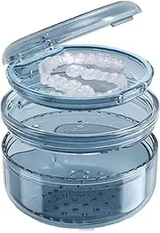 DOTCUTY Denture Case Retainer Cleaning Case: 2 in 1 Retainer Case, No-Leak Denture Bath Box Cup, Complete Clean Care for Dentures, Clear Braces, Mouth Guard, Night Guard & Retainers
