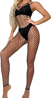 [WINROLA] Women's Mesh Lingerie Fishnet Babydoll Mini Dress Free Size Bodysuit See Through Shirts