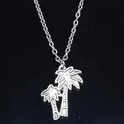 [ZOJK] Necklace 26X19Mm Coconut Tree Pendants Short Long Women Men Colar Choker Jewelry Gift