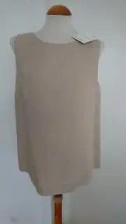 New MAX MARA Linen Tank Top LORENZA - Nude Pink - size Italian 50 /US16 /UK18