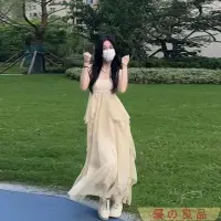 在飛比找蝦皮購物優惠-台灣出貨 法式溫柔風荷葉邊仙女 連衣裙 2024夏新款旅游穿