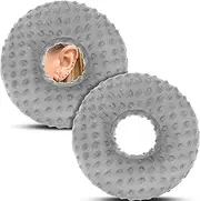 DoubleFill 2 Pcs Ear Hole Piercing Pillows Donut Pillow for Ear Pain Side Sleeping Neck Head Pressure Sore Relief Headphones Travel Protector Guard Lifesaver Tinnitus (Grey)