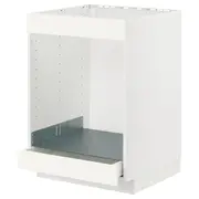 METOD / MAXIMERA base cab for hob+oven w drawer, white/Vallstena white, 60x60x80 cm